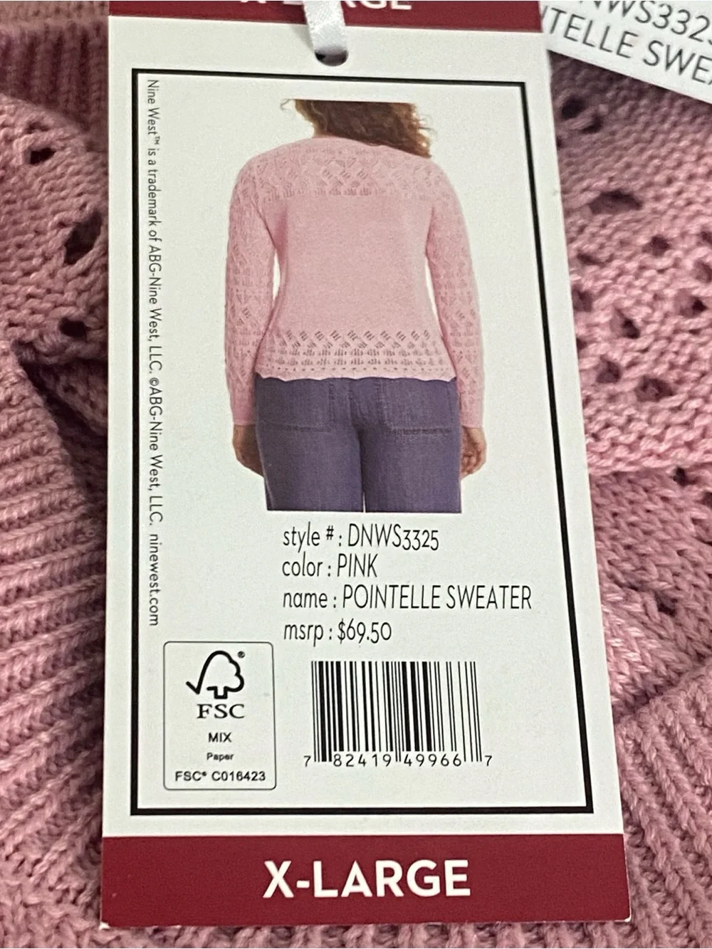 Nine West NWT Coquette Fairycore Soft Open-Knit Rose Color Sweater Top XL